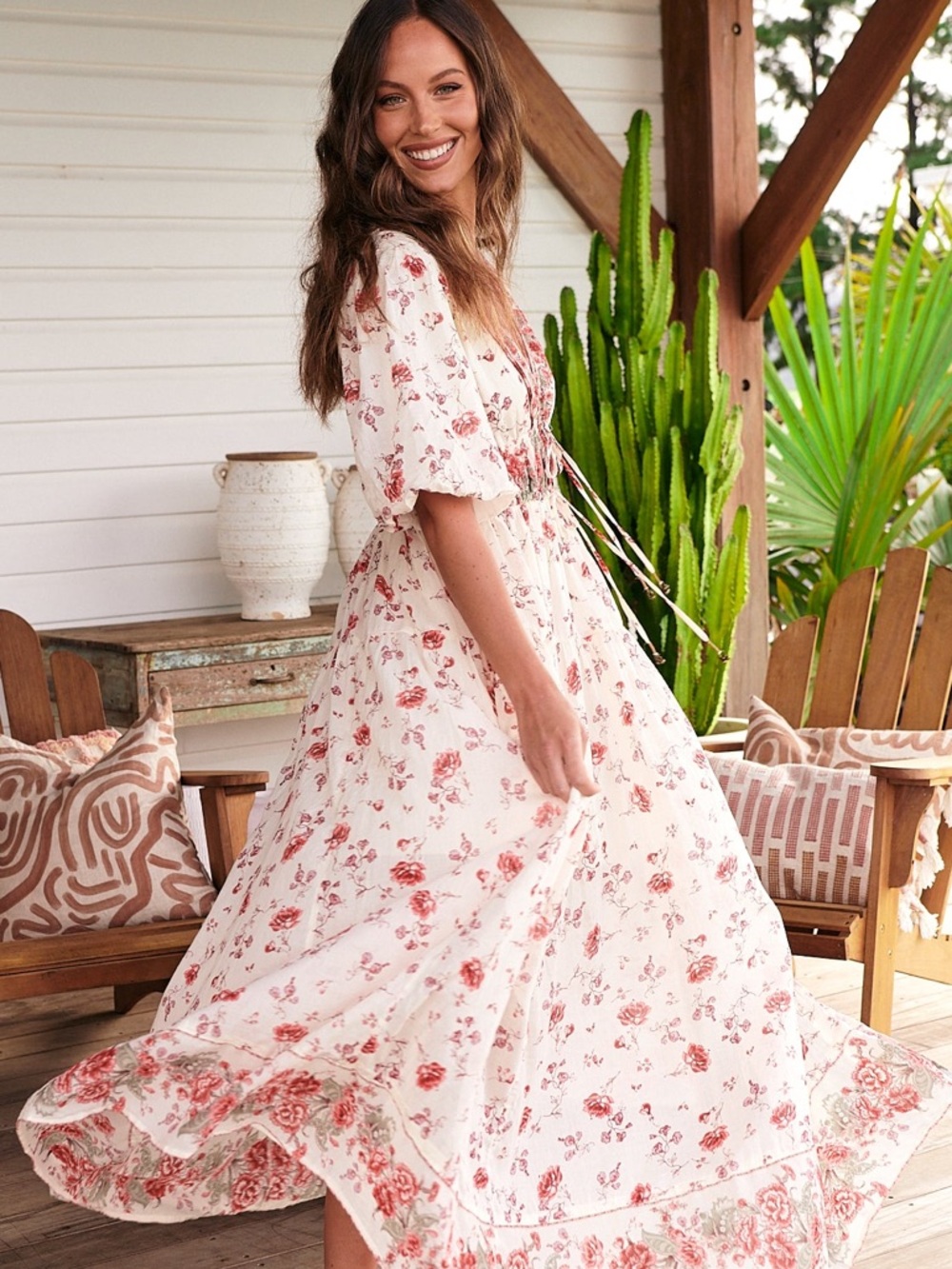 Free People Lysette Maxi Dress in Tea Combo Large Bohemian Gypsy Indian Cotton - Picture 5 of 13